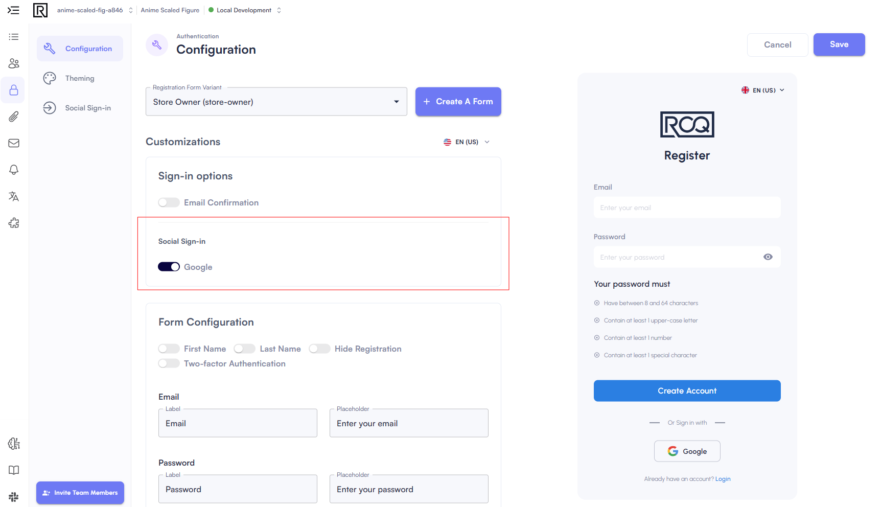 Add social sign-in registration login