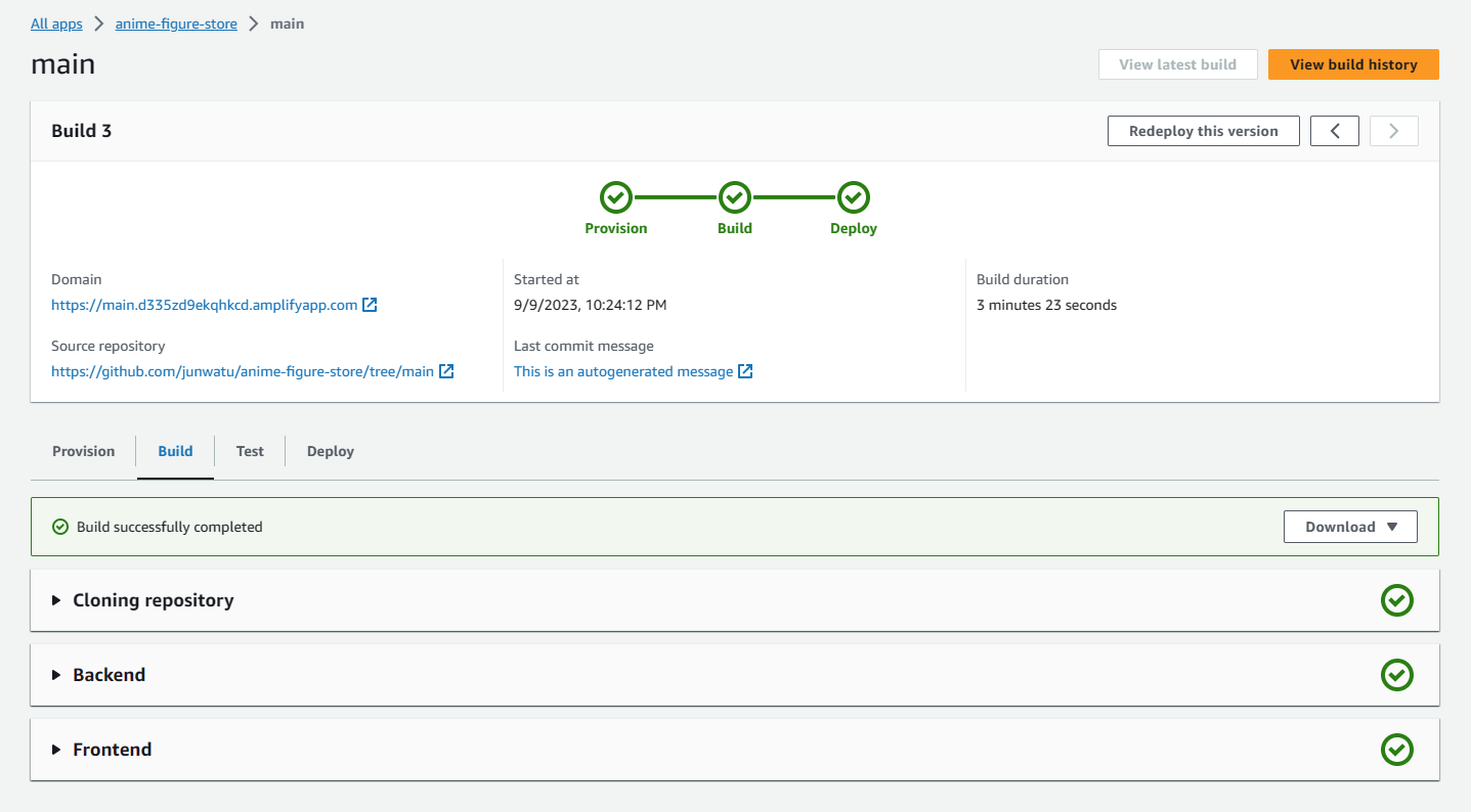 aws amplify main branch deploy