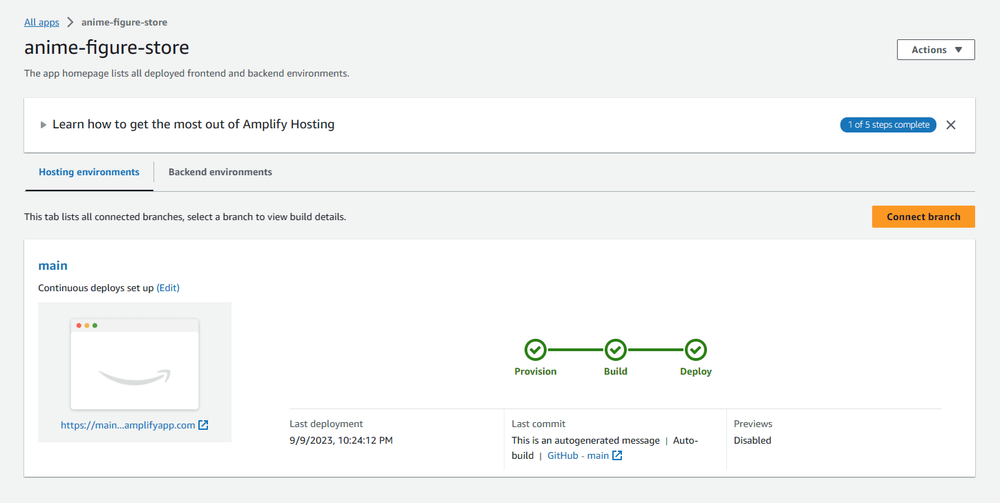 aws amplify main branch