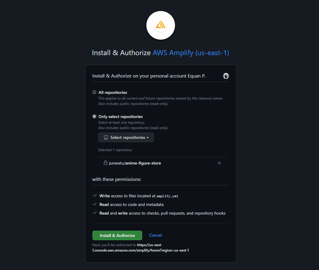 AWS GitHub authorize