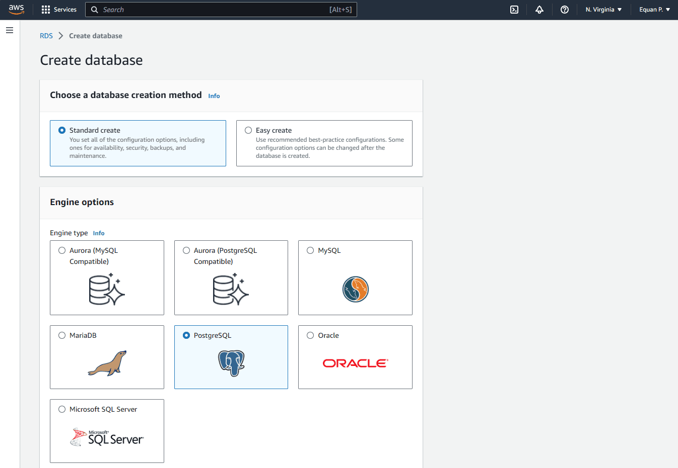 create aws postgresql