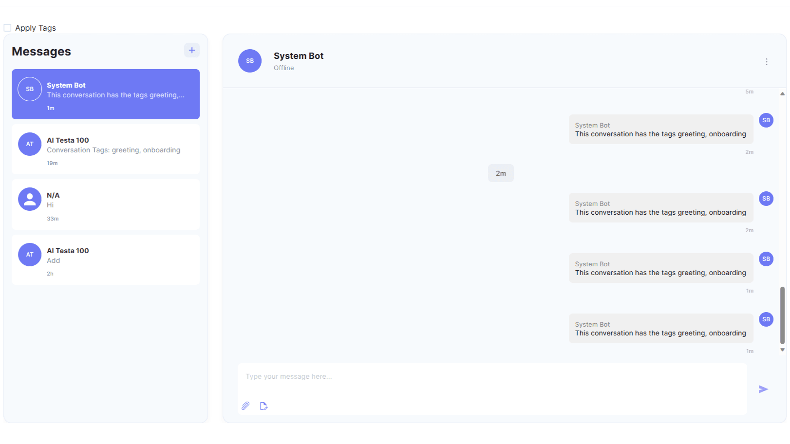 chat with tags conversation