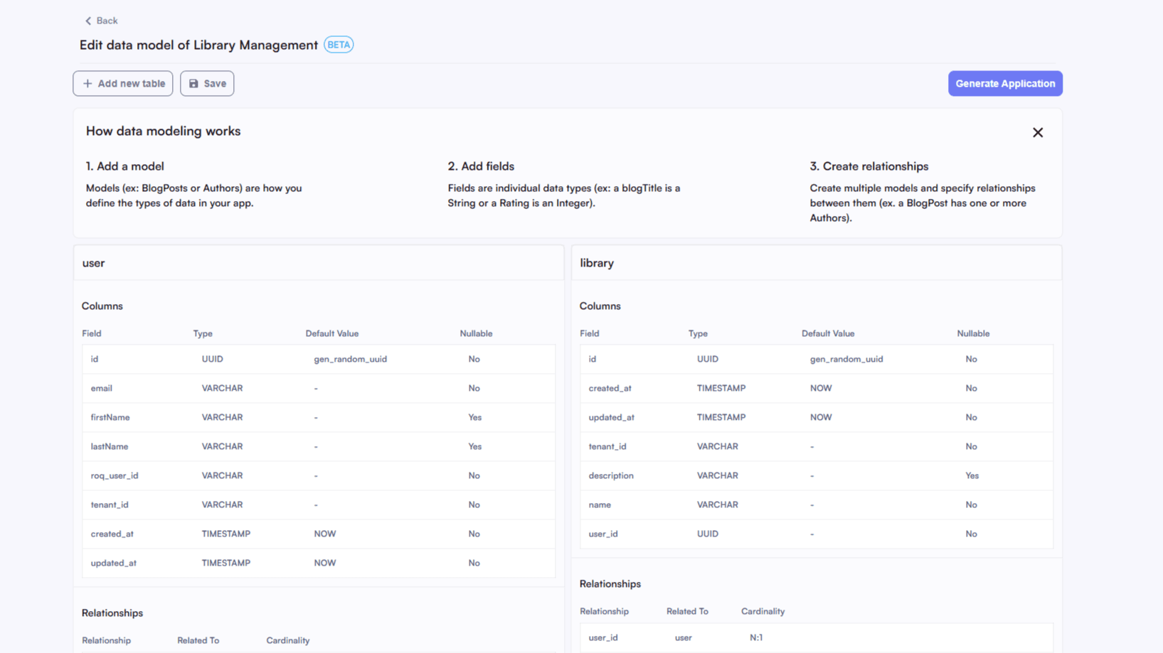 data model editor