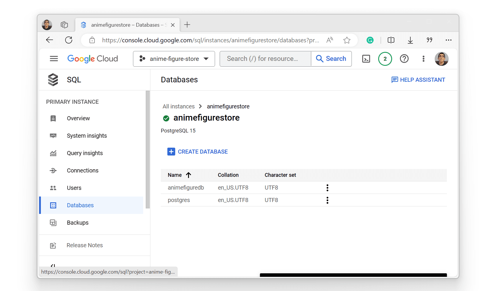 postgresql create a new database